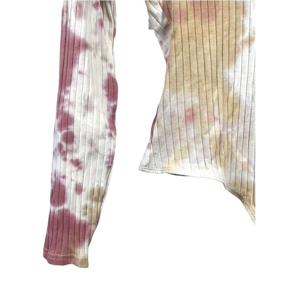 LE LIS Tie-Dye Ribbed Jersey Snap Crotch Bodysuit Blouse Top L/S Medium NWT - Picture 6 of 12